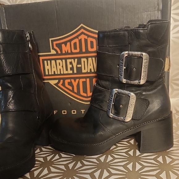 Harley-Davidson Shoes - Harley-Davidson Black Moto Boots with Rugged Design
